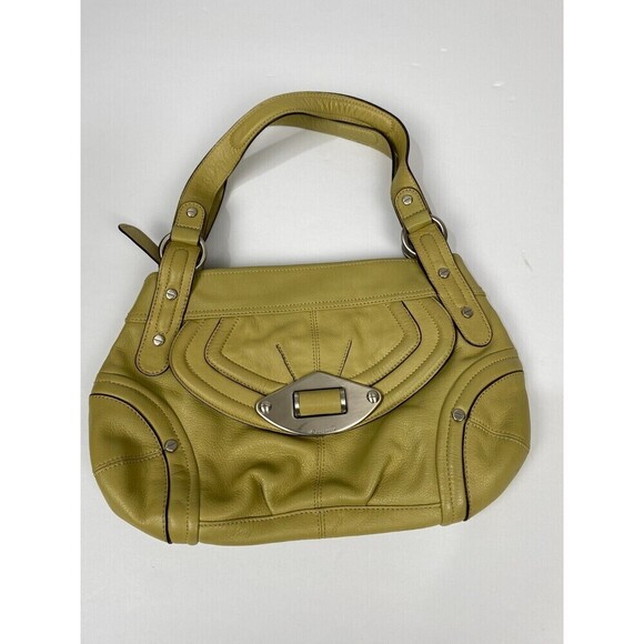 B. Makowsky Handbags - B. MAKOWSKY Green Leather Twist Front Hobo Shopper Shoulder Tote Purse Bag